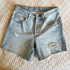 Levi's 501 Cutoff Shorts High Rise with Button Fly Stone Wash
